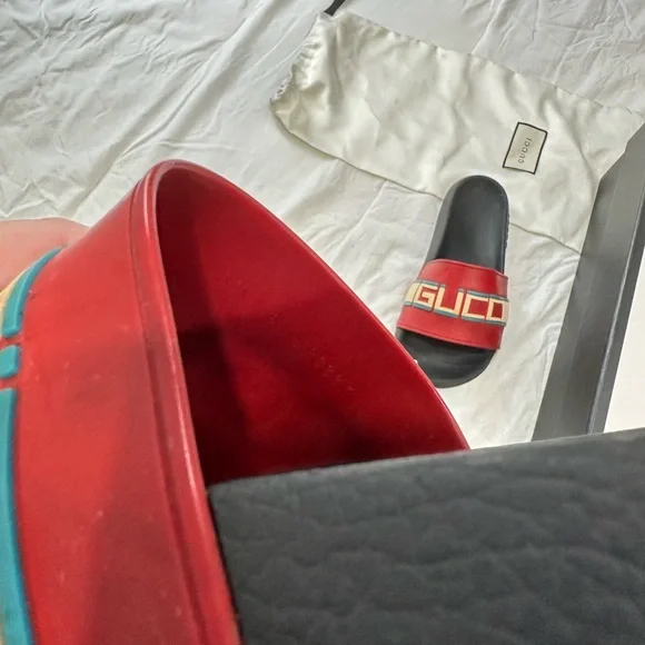 Gucci Red and Black Slide Sandals - Picture 8 of 10